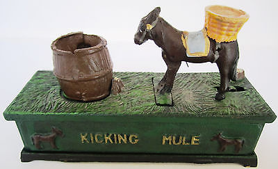 Kicking-Mule-Cast-Iron-Mechanical-Bank